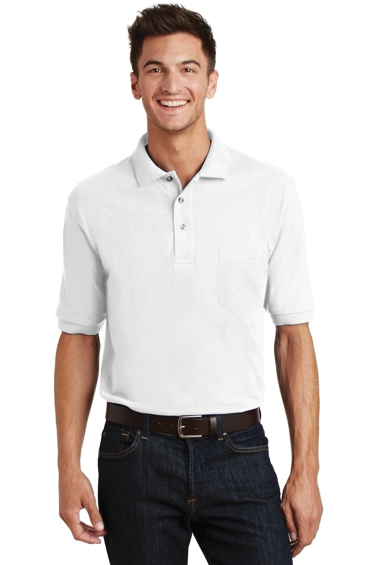 Heavyweight Cotton Pique Polo with Pocket. K420P
