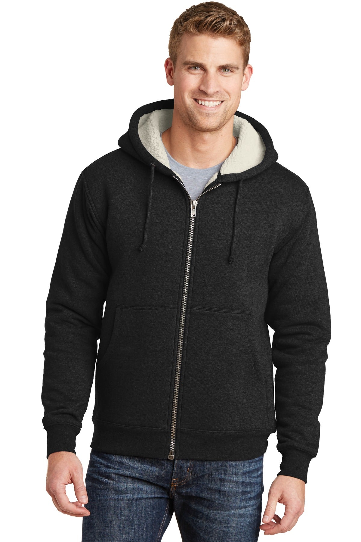 Heavyweight Sherpa-Lined Hooded Fleece Jacket. CS625