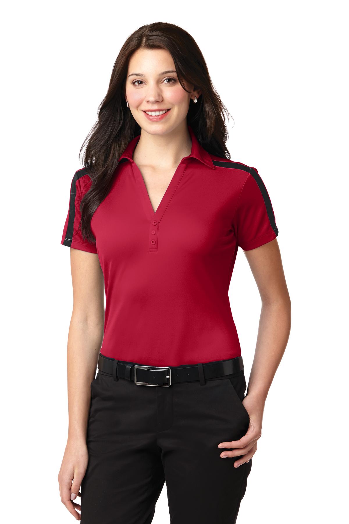 Ladies Silk Touch™ Performance Colorblock Stripe Polo. L547