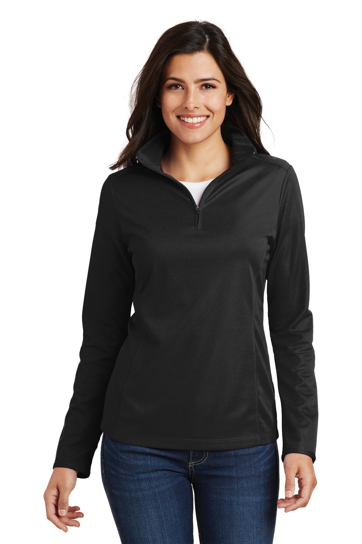 Ladies Pinpoint Mesh 1/2-Zip . L806
