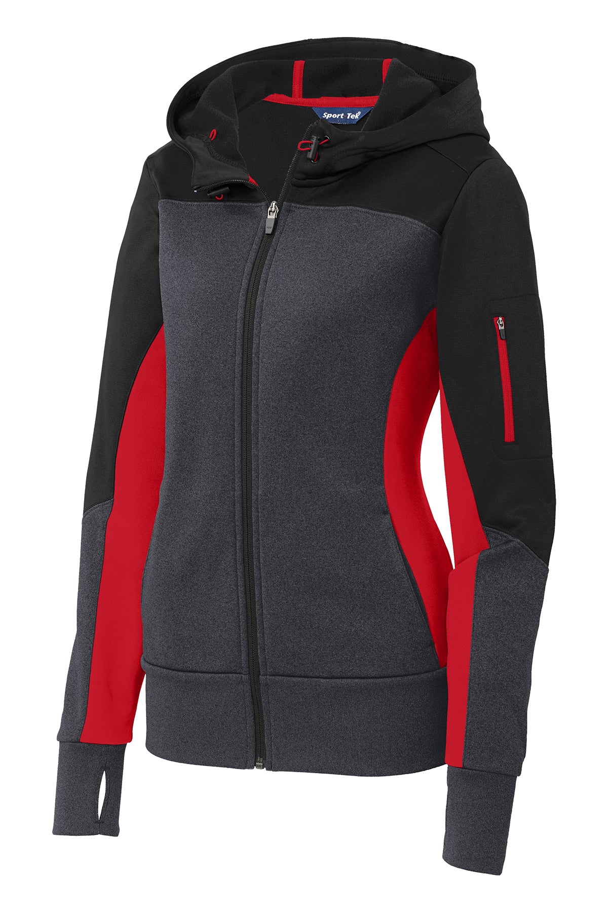 Ladies Tech Fleece Colorblock Full-Zip Hooded Jacket. LST245