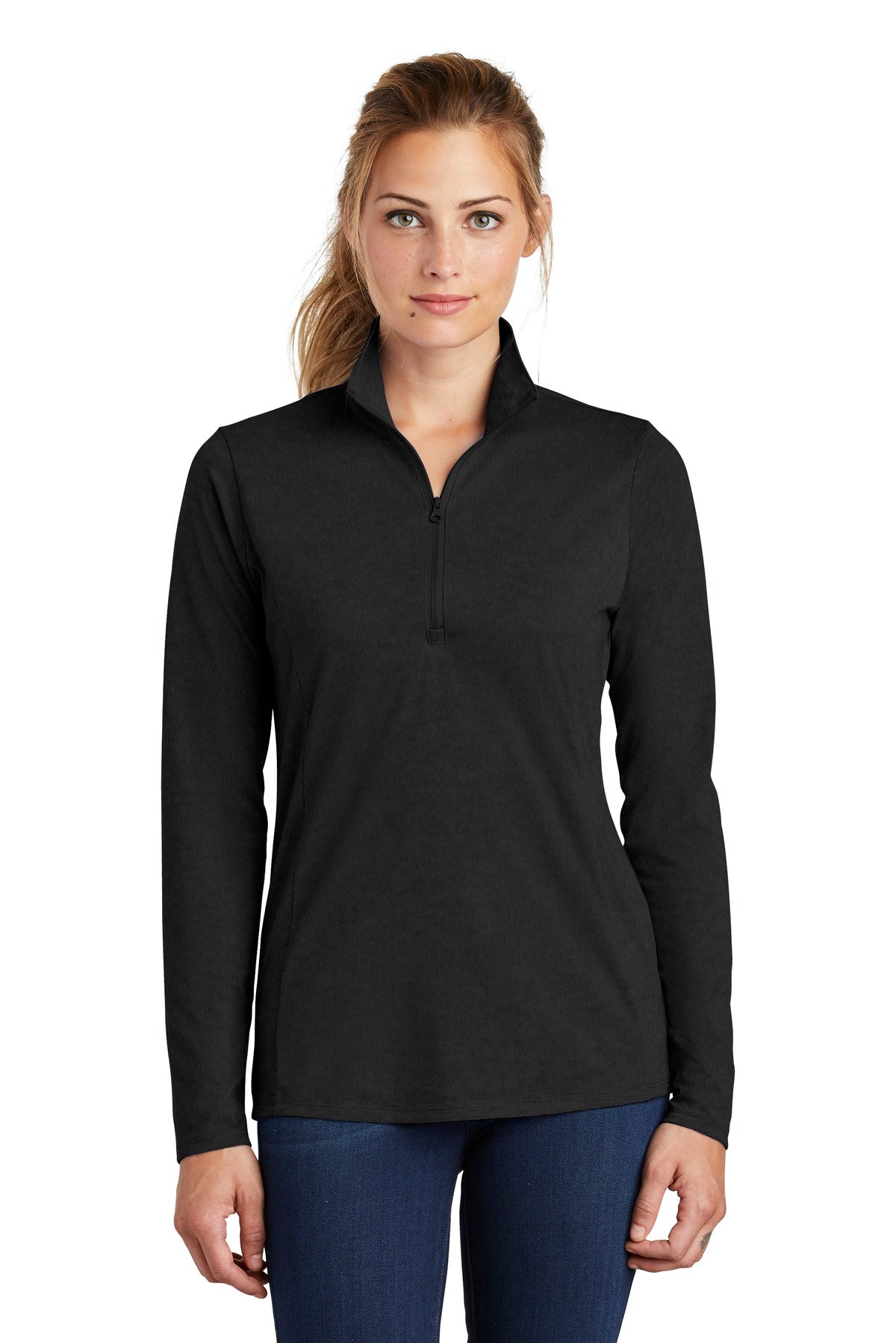 Ladies PosiCharge ® Tri-Blend Wicking 1/4-Zip Pullover. LST407
