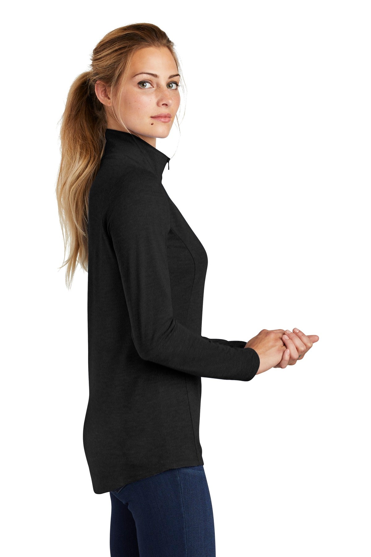 Ladies PosiCharge ® Tri-Blend Wicking 1/4-Zip Pullover. LST407