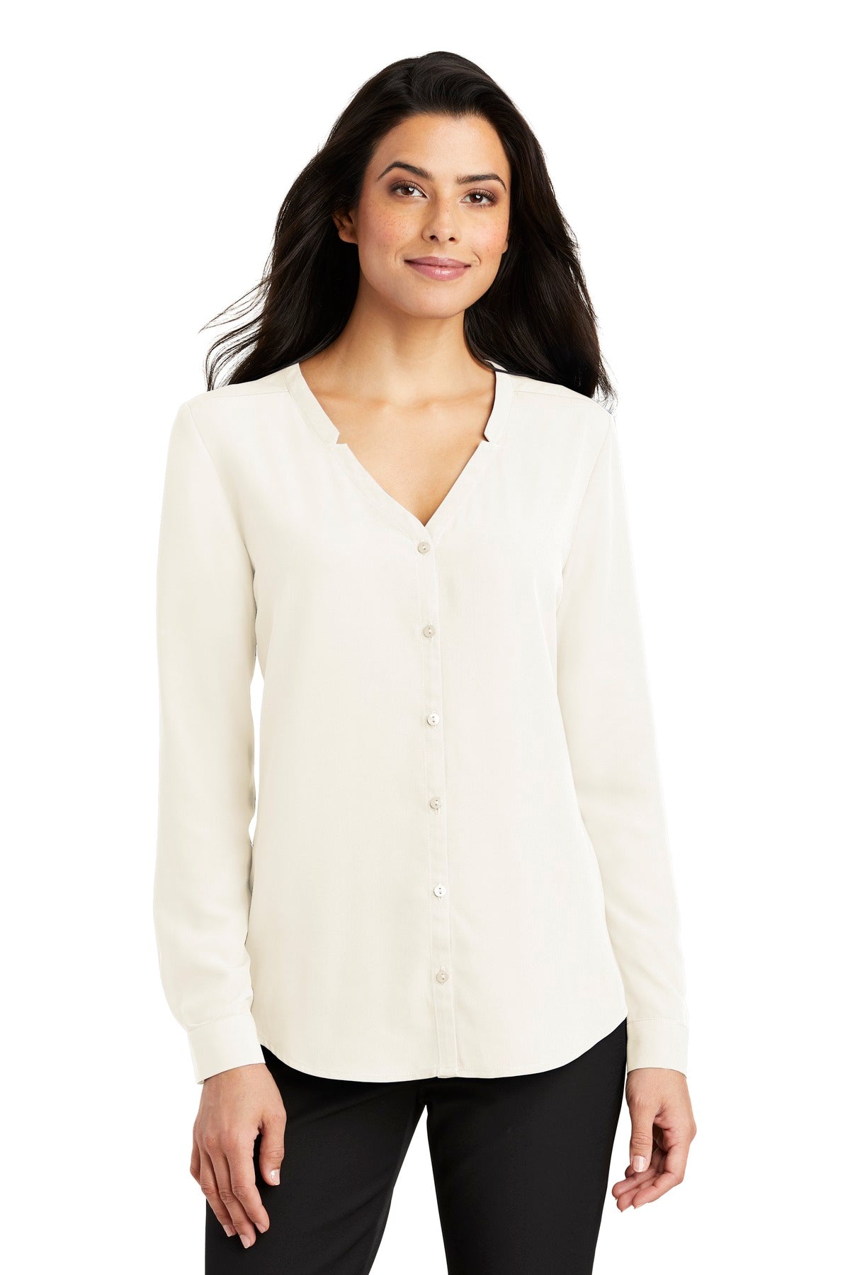 Port Authoritys Long Sleeve Button-Front Blouse LW700 (Overstock) (b1)