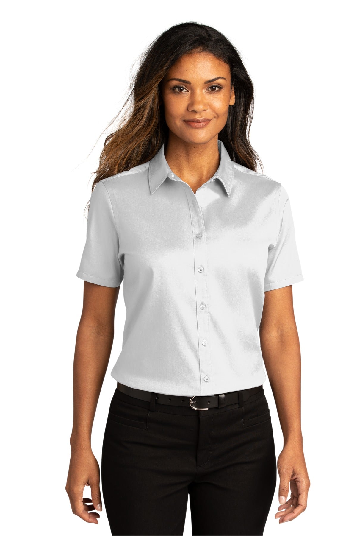 Ladies Short Sleeve SuperPro React™Twill Shirt. LW809