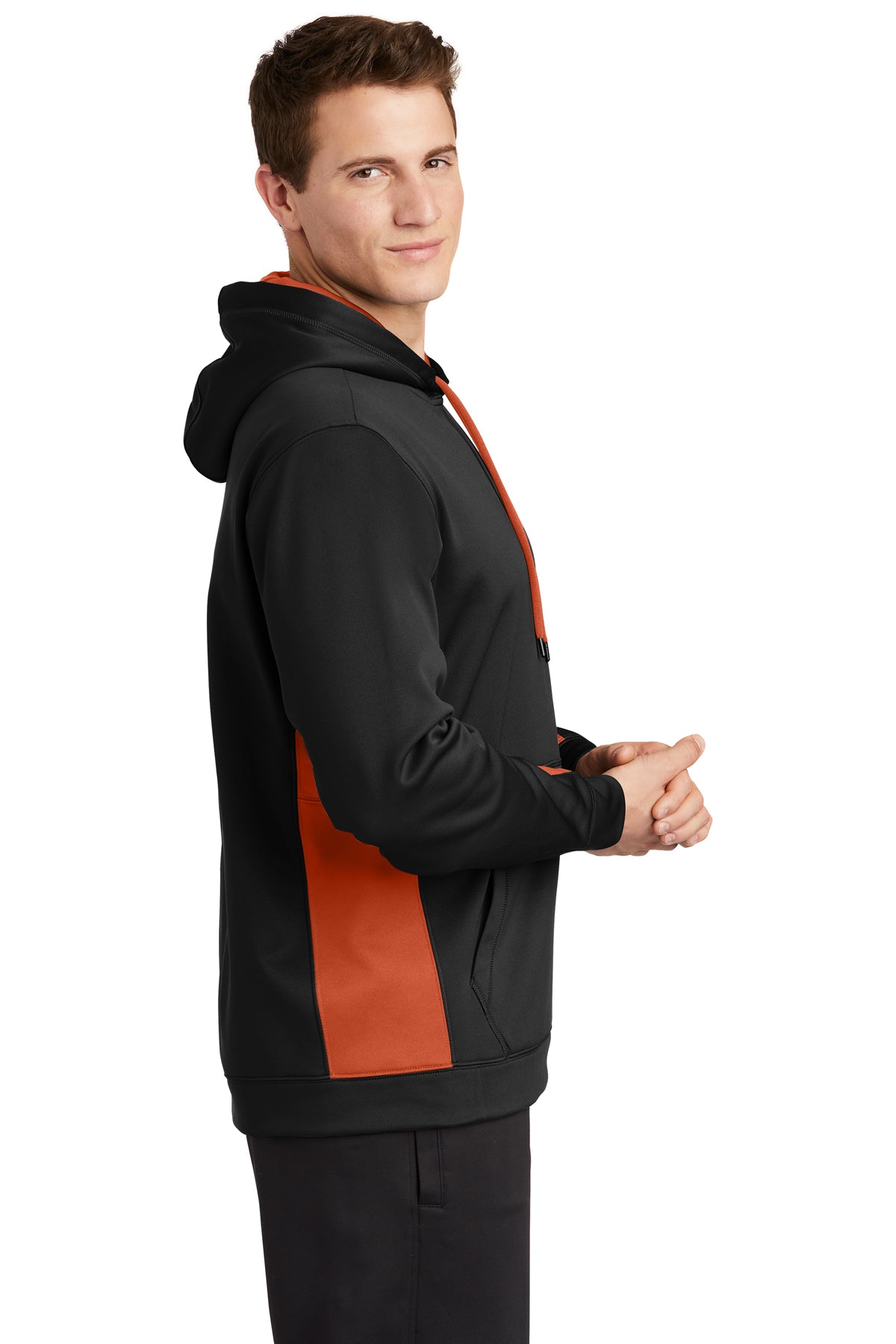 Sport-Wick® Fleece Colorblock Hooded Pullover. ST235
