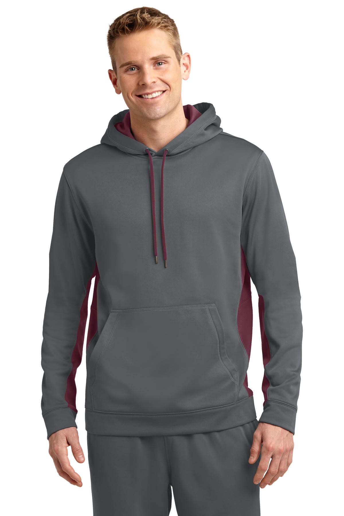 Sport-Wick® Fleece Colorblock Hooded Pullover. ST235
