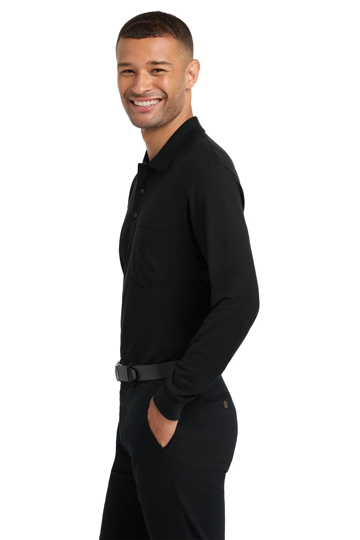 Port Authority® Long Sleeve Silk Touch™ Polo with Pocket.  K500LSP