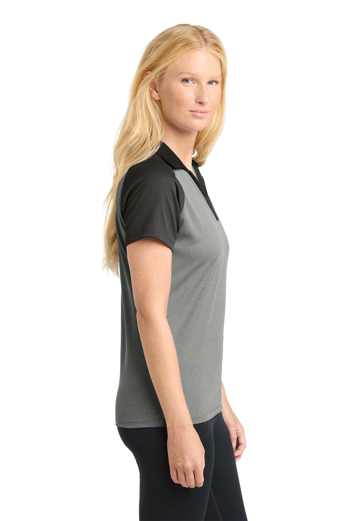 Sport-Tek ® Ladies PosiCharge ® RacerMesh ® Raglan Heather Block Polo. LST641
