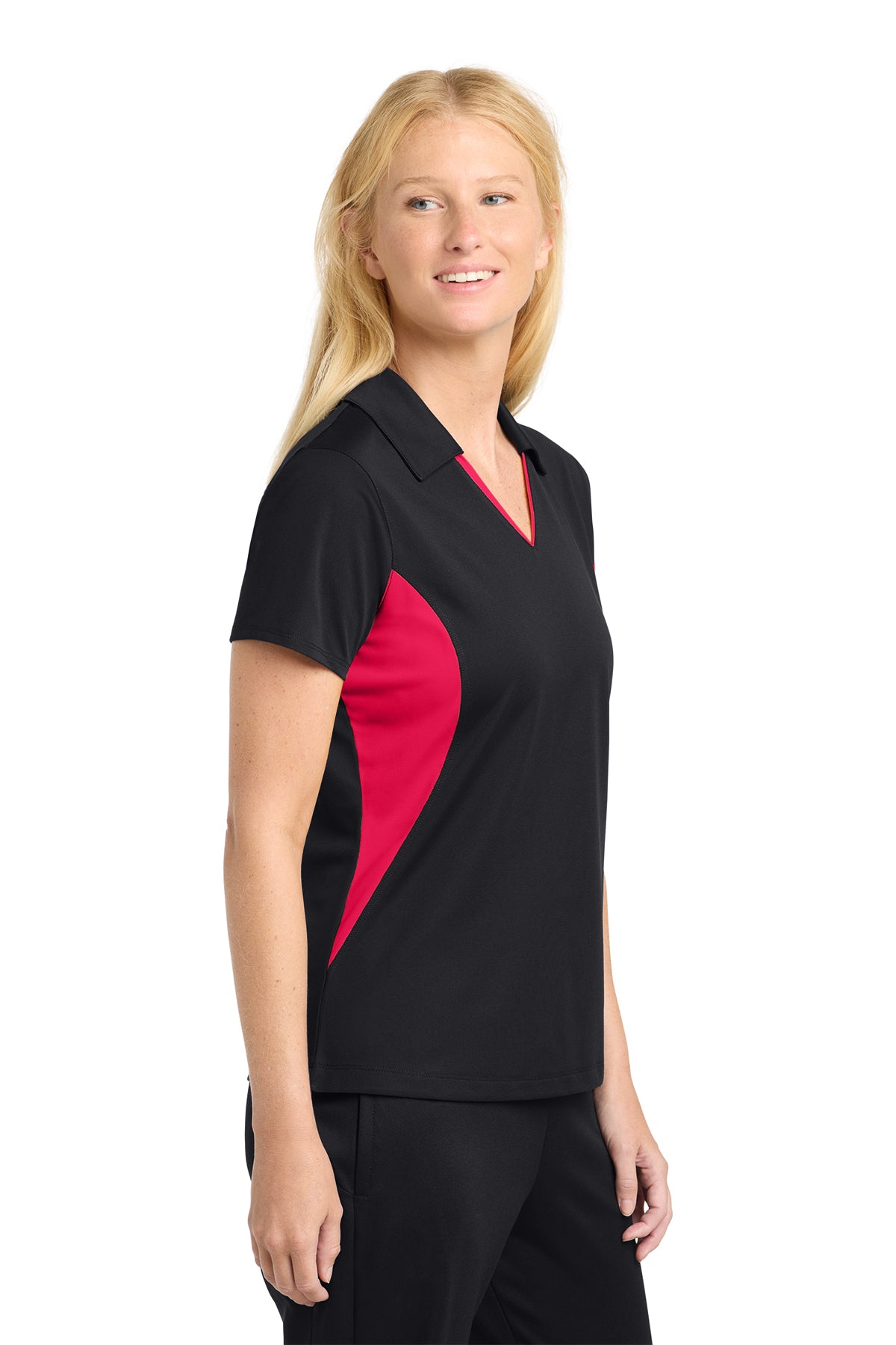 Ladies Side Blocked Micropique Sport-Wick® Polo. LST655