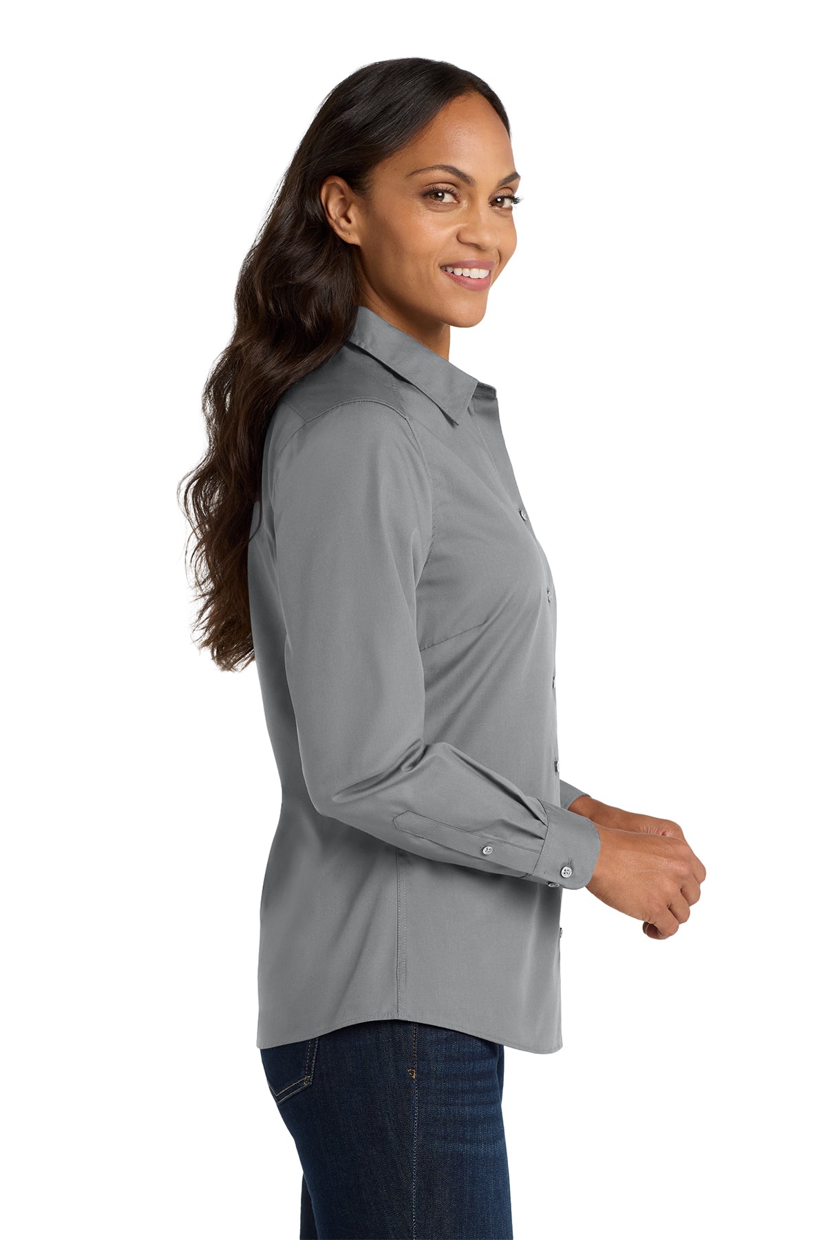 Ladies Long Sleeve Carefree Poplin Shirt. LW100