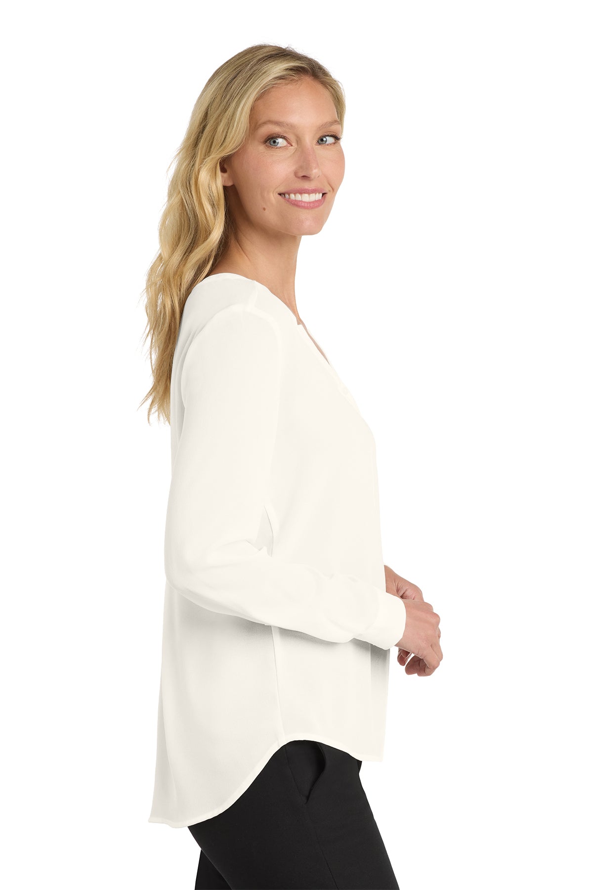 Port Authoritys Long Sleeve Button-Front Blouse LW700 (Overstock) (b1)