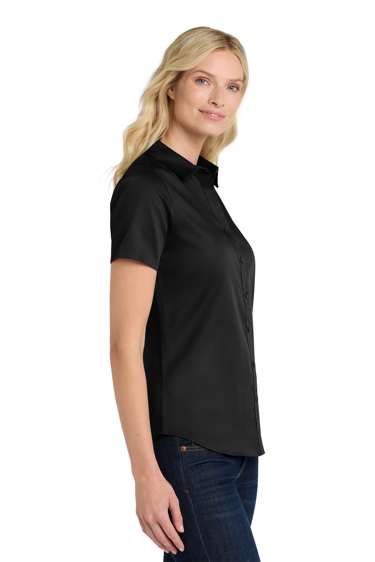 Ladies Short Sleeve SuperPro React™Twill Shirt. LW809