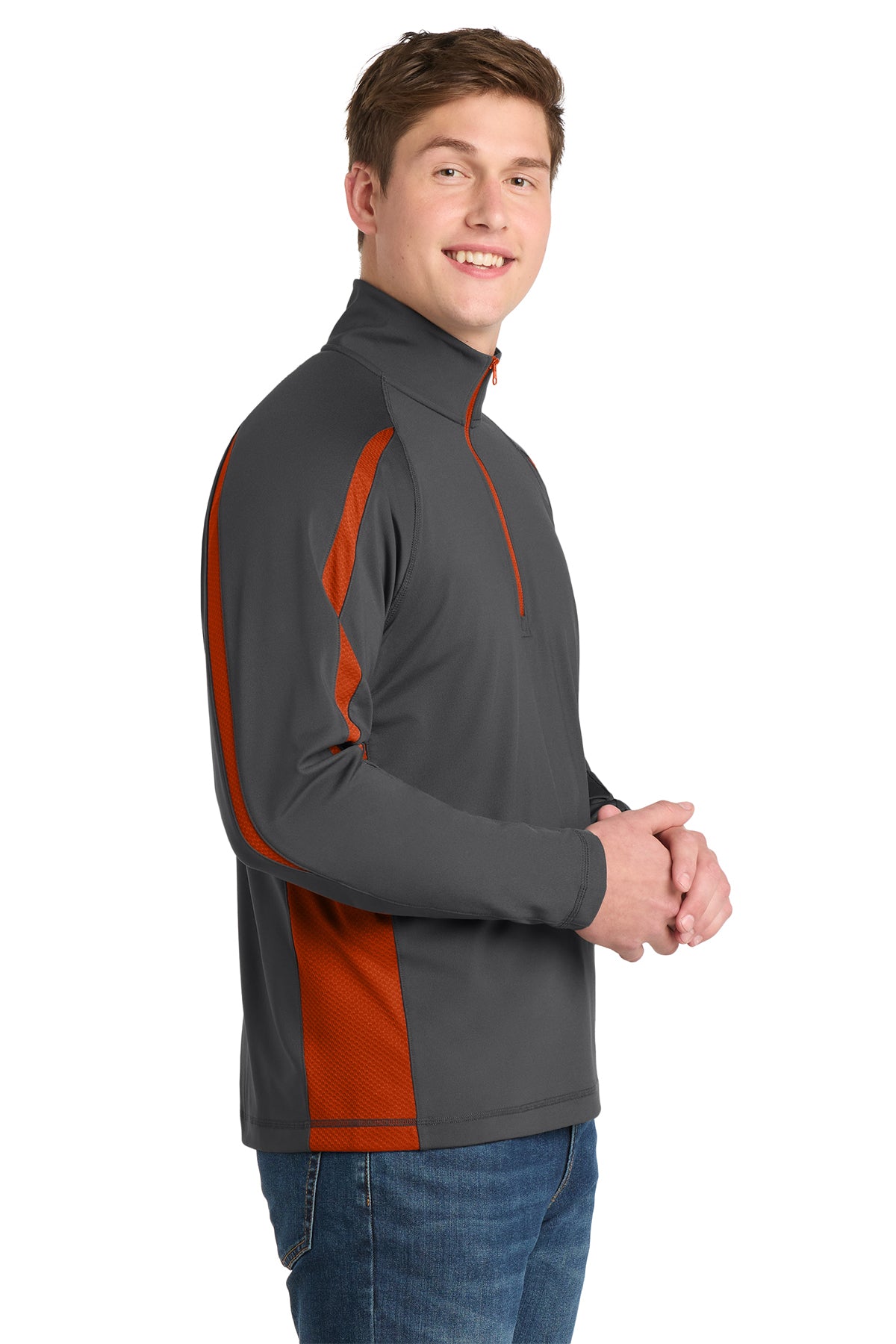 Sport-Tek® Sport-Wick® Stretch 1/2-Zip Colorblock Pullover. ST851