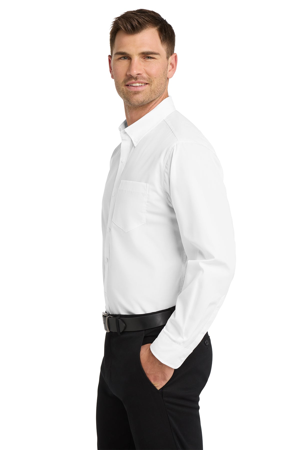Port Authority® Tall Long Sleeve Carefree Poplin Shirt. TW100