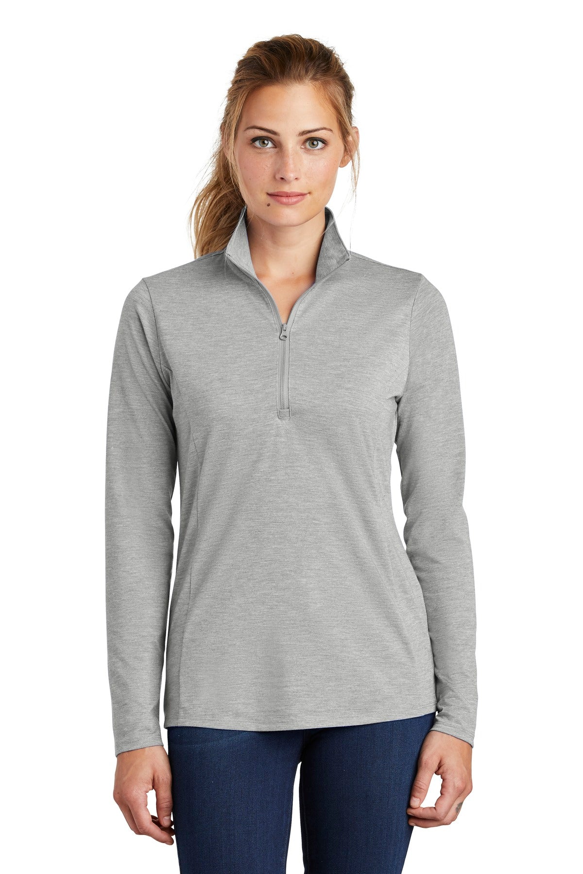 Ladies PosiCharge ® Tri-Blend Wicking 1/4-Zip Pullover. LST407