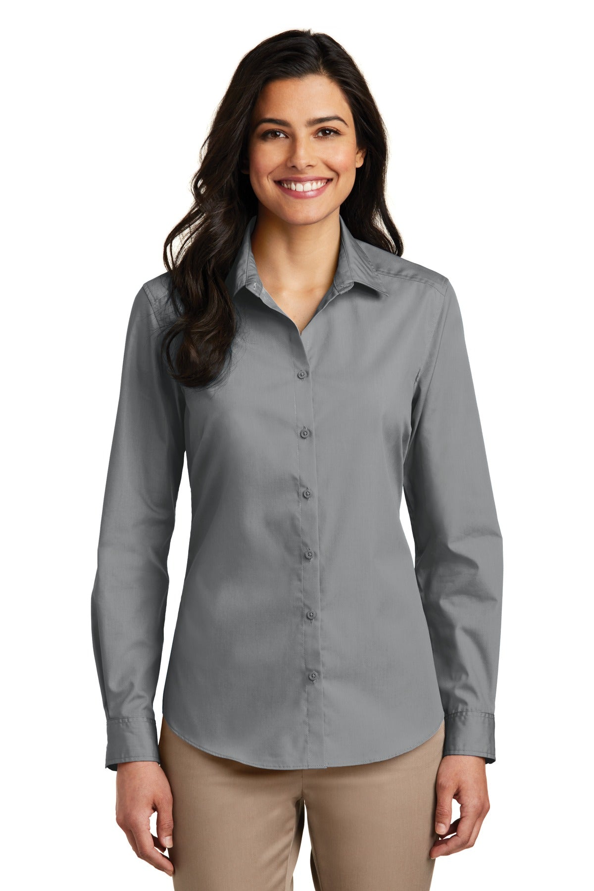 Ladies Long Sleeve Carefree Poplin Shirt. LW100
