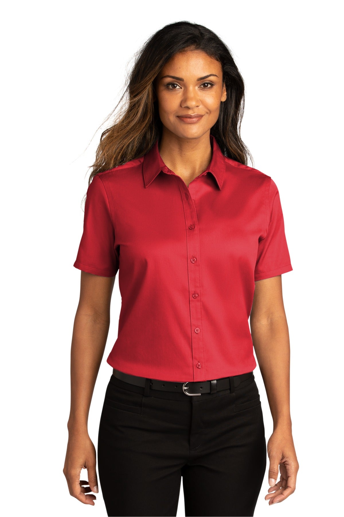 Ladies Short Sleeve SuperPro React™Twill Shirt. LW809