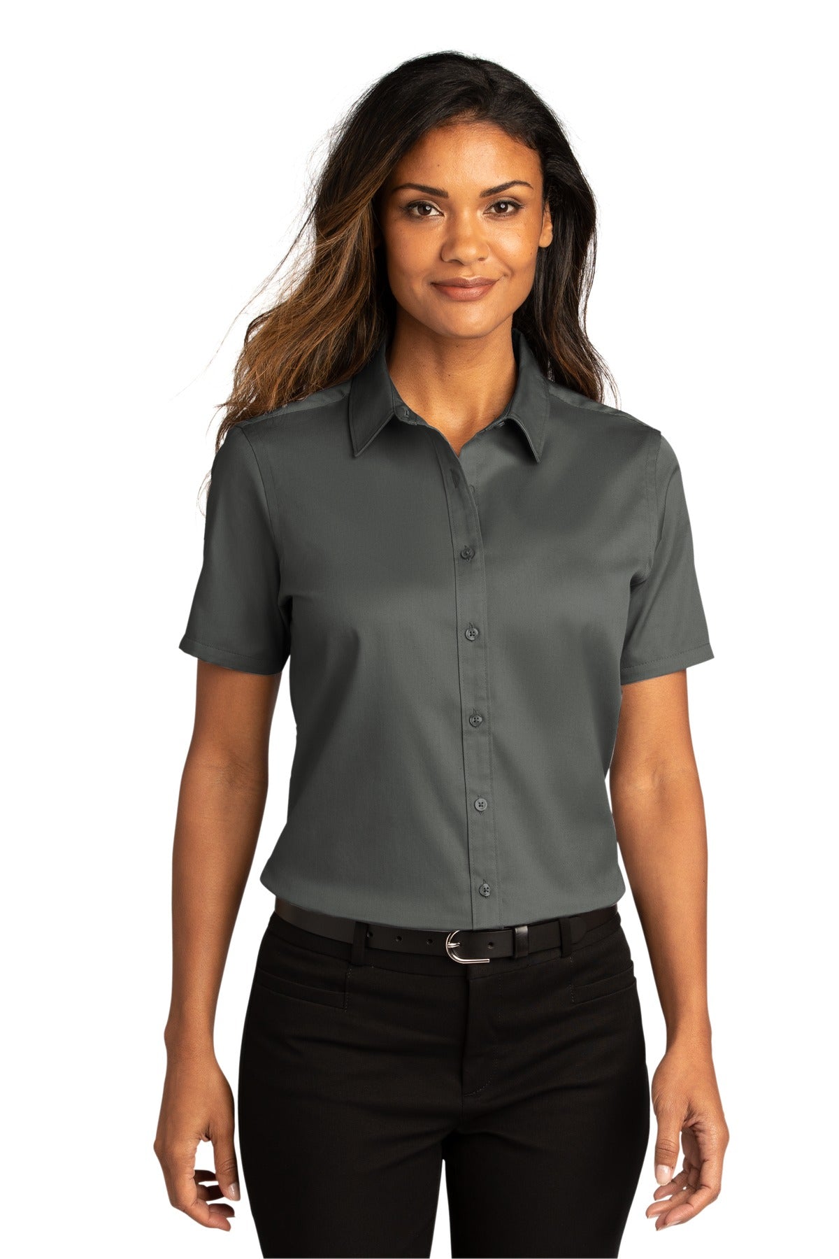 Ladies Short Sleeve SuperPro React™Twill Shirt. LW809