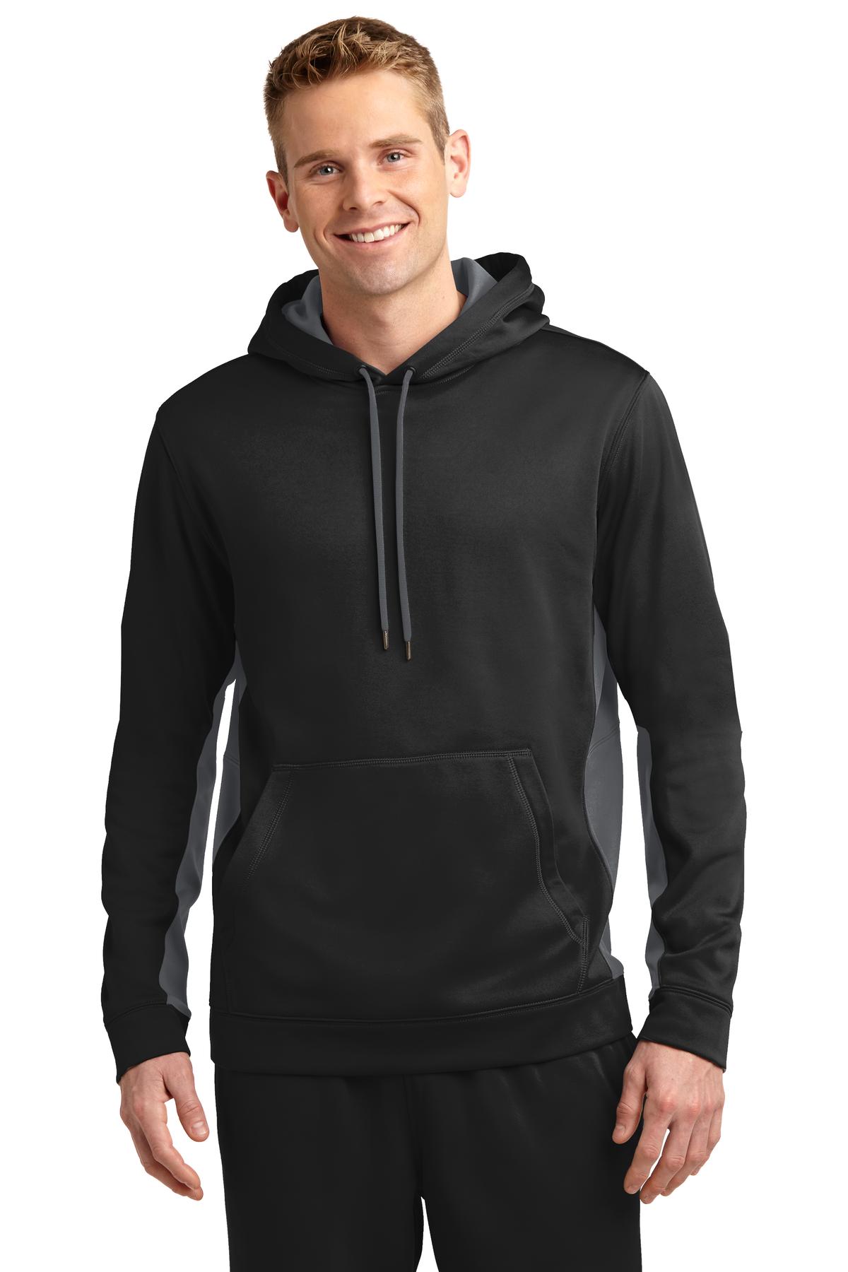 Sport-Wick® Fleece Colorblock Hooded Pullover. ST235