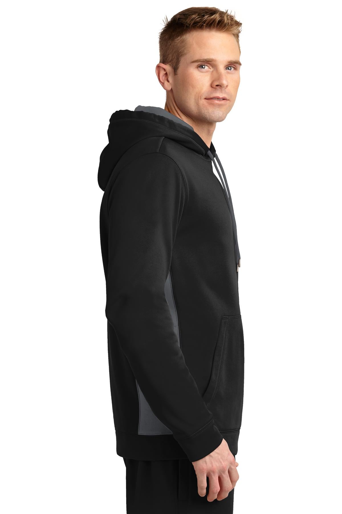 Sport-Wick® Fleece Colorblock Hooded Pullover. ST235